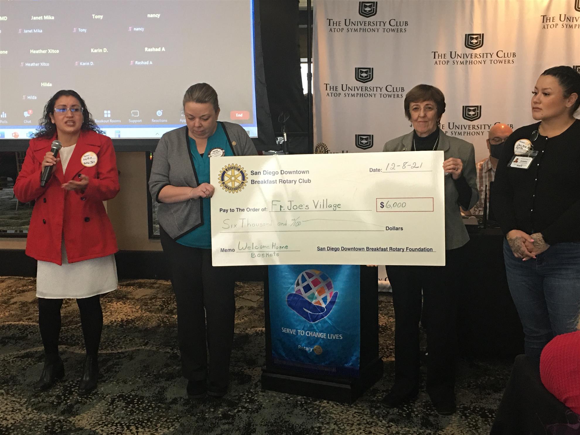 Father Joe's Receives Donation from San Diego Downtown Breakfast Rotary Rotary Club of San